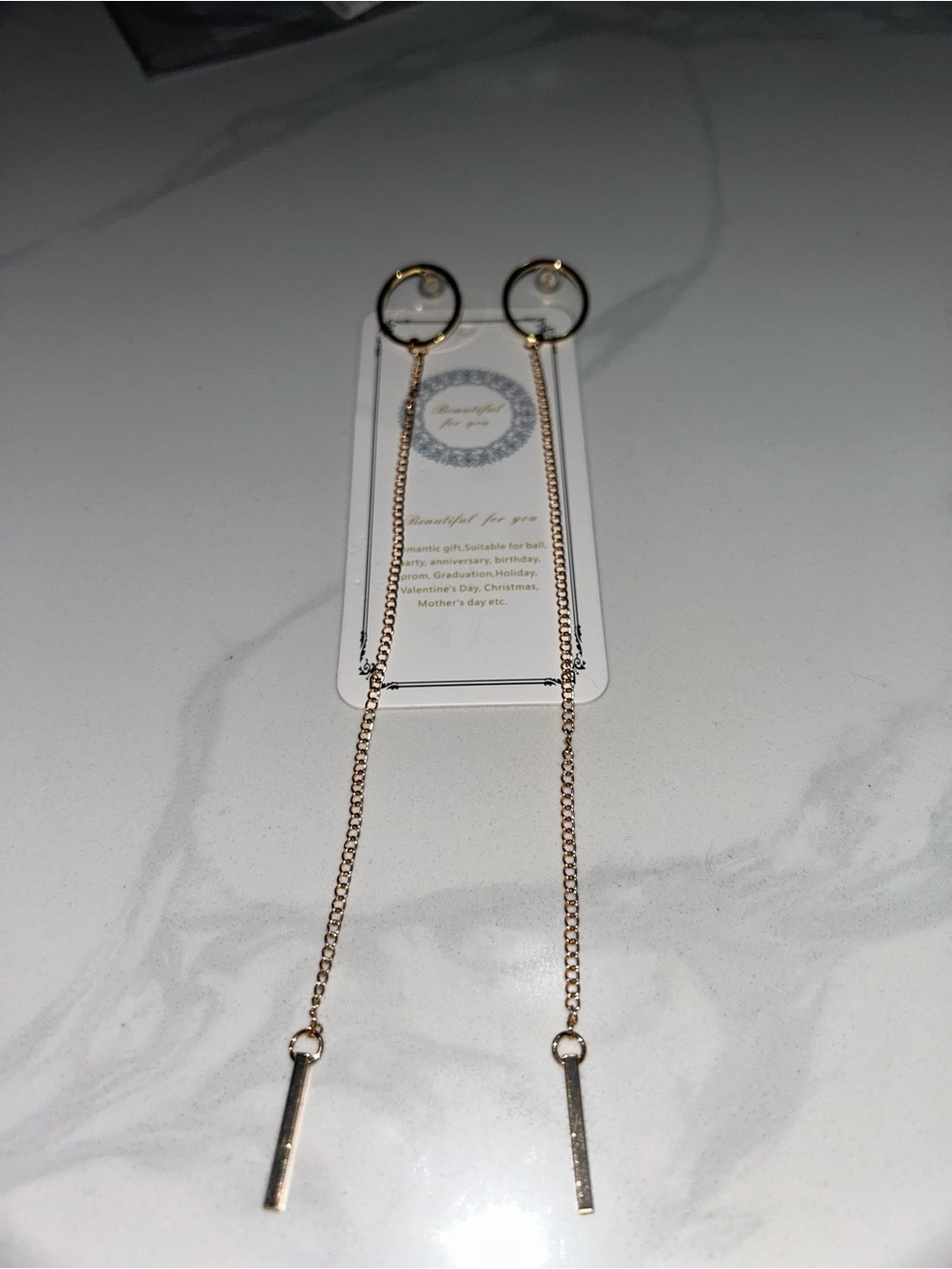 Delicate Long Gold Chain Drop Earrings